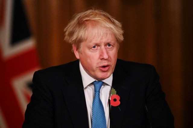 Britain's PM Johnson holds the first news conference of the second coronavirus lockdown