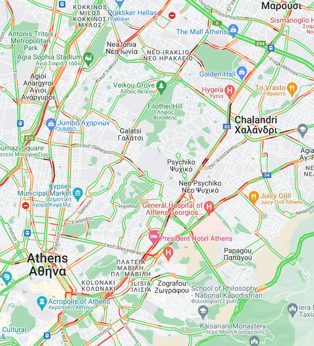 Διακοπή κυκλοφορίας σε δρόμους του κέντρο της Αθήνας