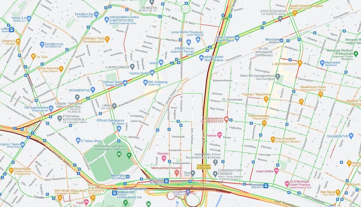 Χάρτης - Τροχαίο στην Ποσειδώνος: Τούμπαρε αυτοκίνητο στο ύψος του Ιδρύματος Σταύρος Νιάρχος